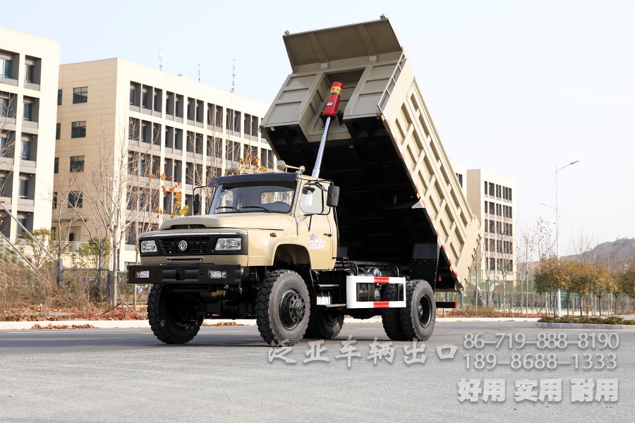 东风四驱大马力越野自卸车_东风4x4尖头自卸越野卡车_东风长头液压举升工程车